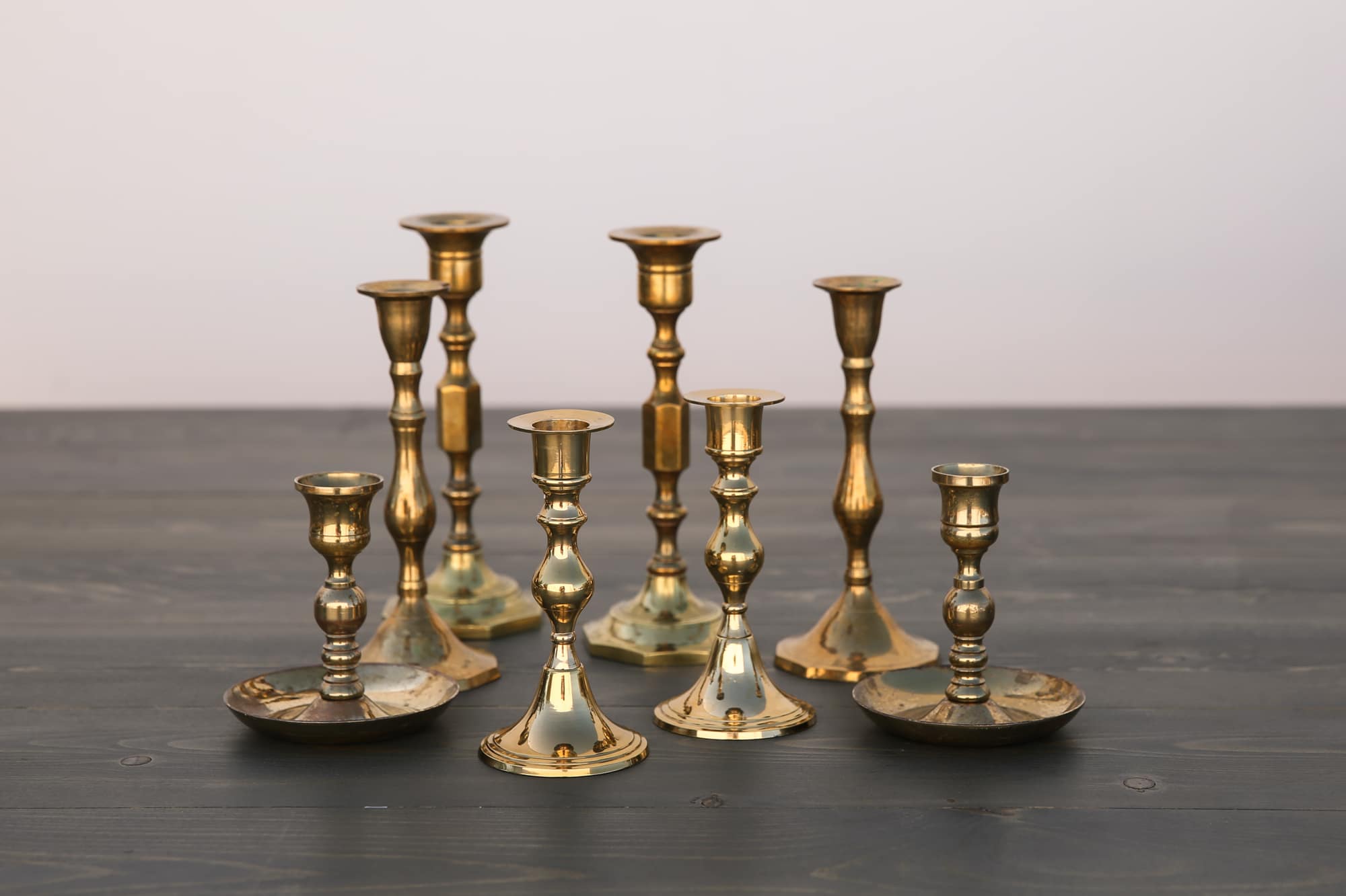 Antique Brass Candlestick Holders.