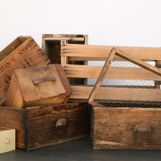 crates, boxes, baskets, metal decanters